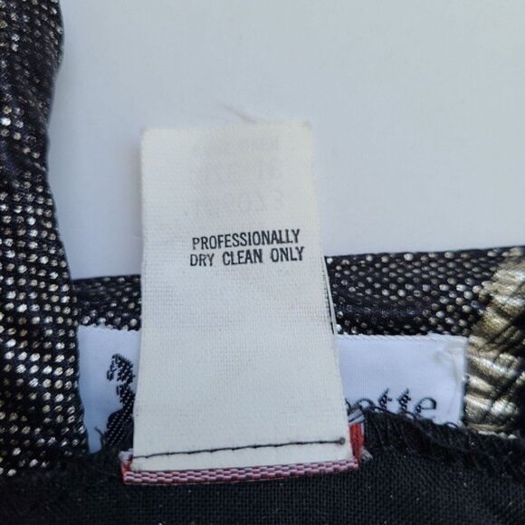 Vintage 80s Fun Funky Metallic Blouse Tag sz 18 Black Silver Leaf Slinky - Picture 15 of 15